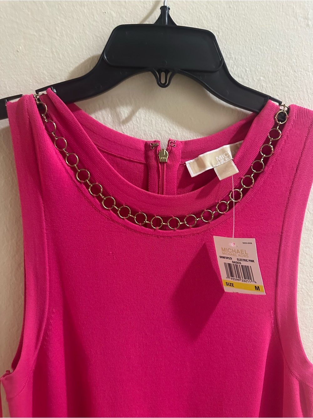 MICHAEL Michael Kors Hot Pink Sleeveless Dress with Gold Chain